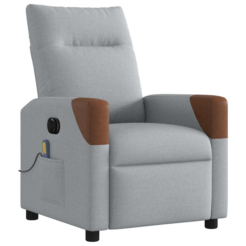 Foldable Massage Armchair, Electric, Light Gray, Fabric