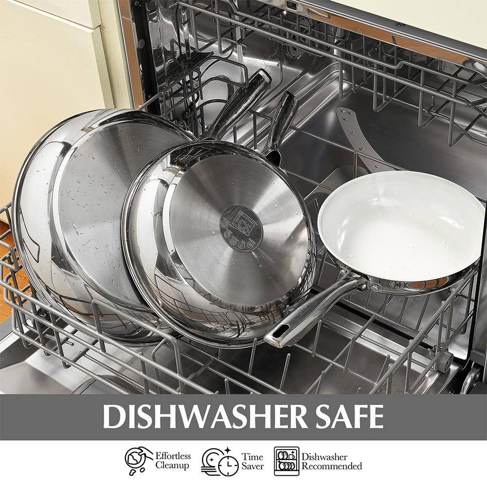 CSK 8/12 Inch Nonstick Frying Pan with Lid, Kitchen Cookware Frying Pan Nonstick, Non Toxic Ceramic Pans Ceramic Coating