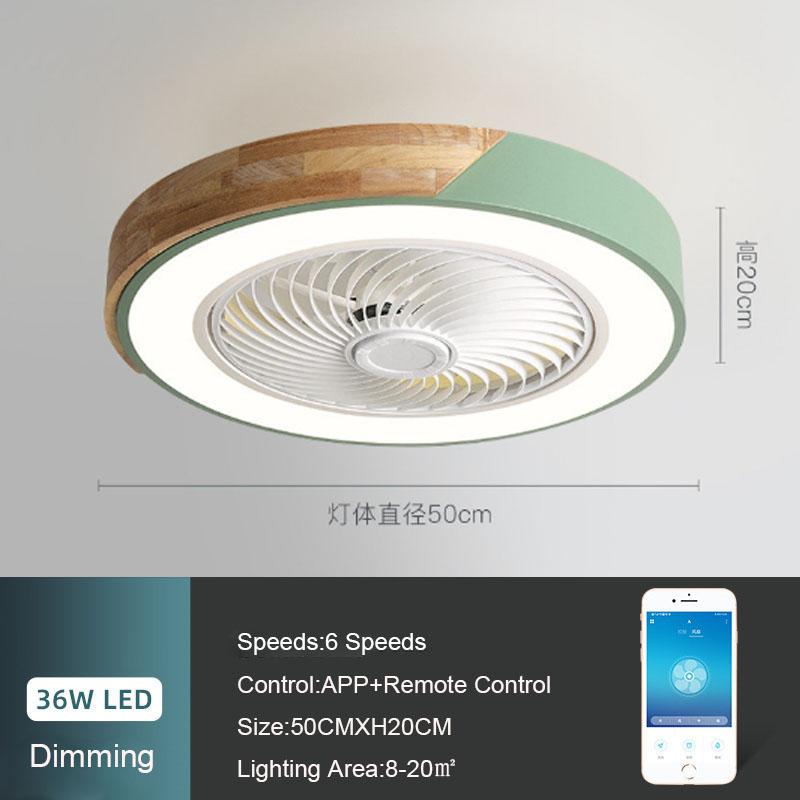 

52CM Ceiling Fan Light Lamp 220V APP +Remote Control Fans Bedroom Dining Room Wood Ceiling Fan With Lights DC Green Ceiling Fan 220v with App