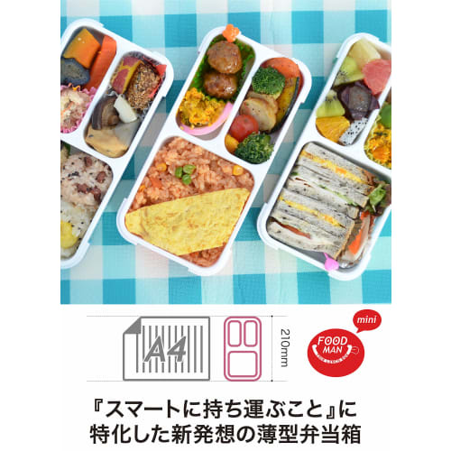 Foodman Bento Box, Slim, Can Be Carried Upright, 400ml, Sky Blue, Leak-Resistant, Double Sealing, Secured with 4-Point Lock, CB Japan DSK