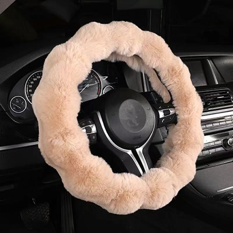 Soft Fluffy Car Steering Wheel Cover Plush Winter Warm Steering Wheel Grip Cover Non-Slip Steering Wheel Protector Car Steering