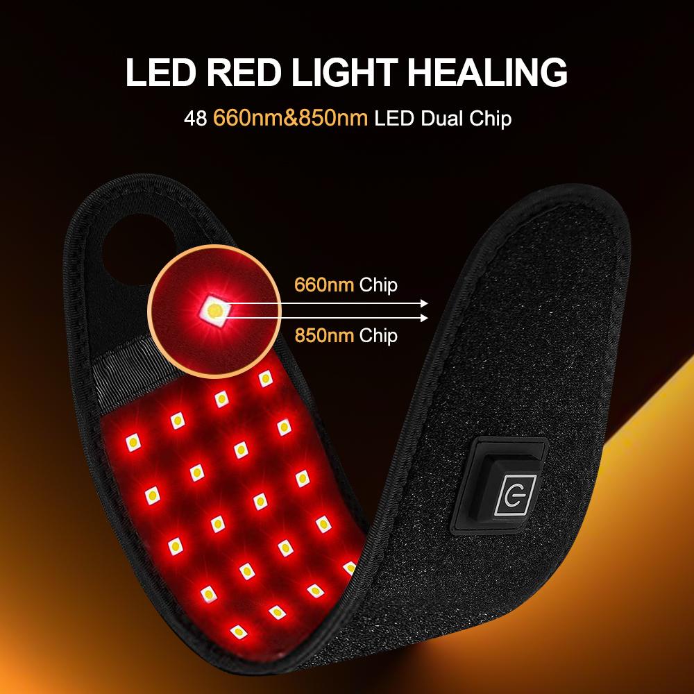 Red Light Therapy Strap 48 660nm & 850nm Wristband Brace LED Infrared Heating Pad Hand Carpal Tunnel Wrist Muscle Relieve Belt
