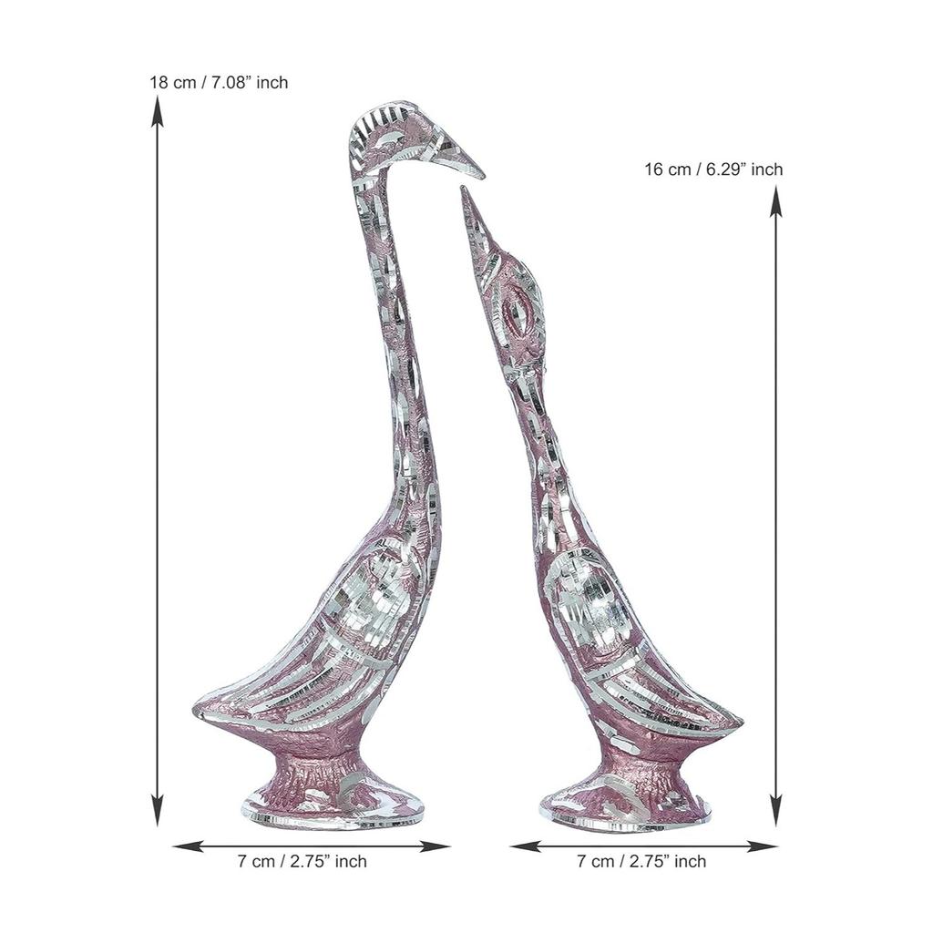 7 Inch Pink Kissing Swan Couple Handcrafted Decorative Figurine