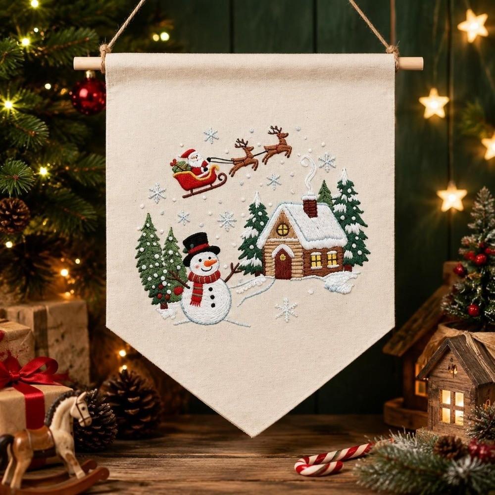 Santa Claus Christmas Embroidery Kit Handmade Xmas Embroidery Craft Set Cross Stitch Set Home