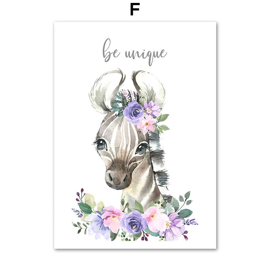 

Лавандовый розовый цветочный постер с животными, слон, лев, жираф, детская настенная живопись, холст, картина, настенные панно, декор для детской комнаты A4 21X30cm No Framed