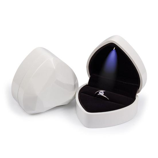 Ring Box Heart Shaped with LED Light Pocket-sized Portable Ring Case for Proposal Engagement Wedding