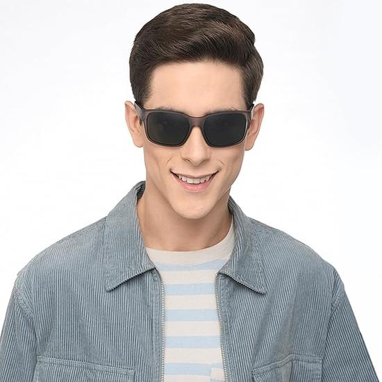 Lunettes Vincent Chase par Lenskart | Montures carrées cerclées en polycarbonate | Polarisées et 100 % anti-UV | Hommes et femmes | Taille L | Vc S14459