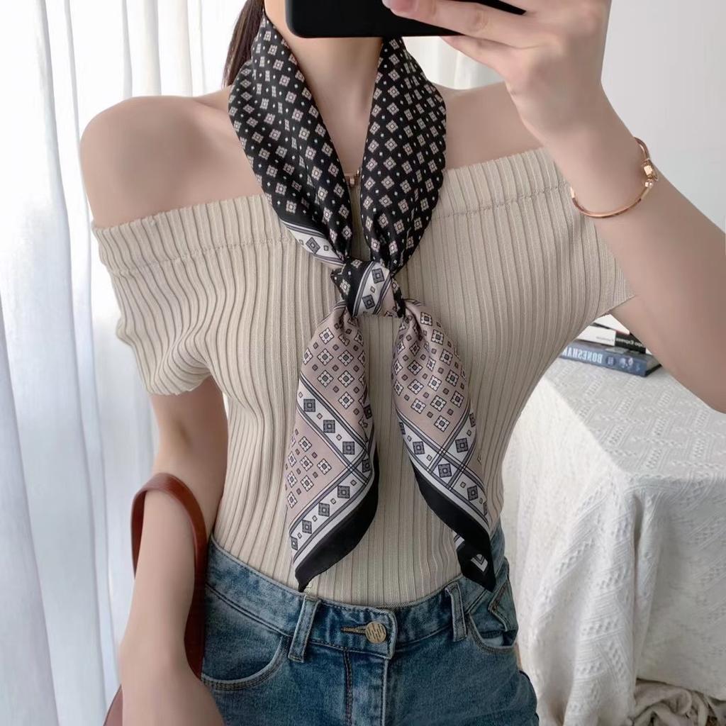 Spring Scarf Women's Luxury Design Polyester Material Smooth Scarf Soft Shawl Beach 90x90cm