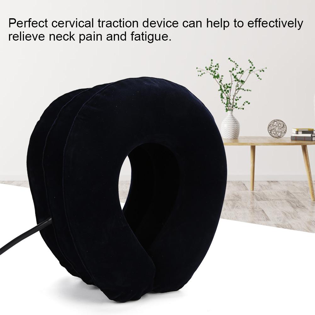 Household Portable Ergonomic Neck Cervical Traction Instrument Inflatable Neck Pillow Collar Blue