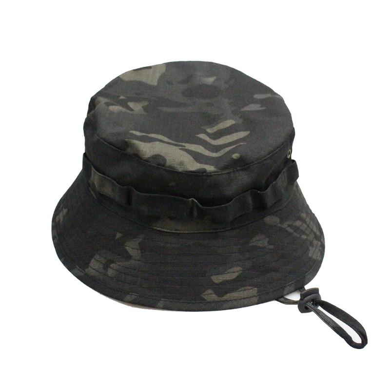 Cappello a secchiello mimetico tattico con visiera corta e tesa rotonda, cappello da pescatore mimetico stile militare, cappello da sole per escursionismo, caccia e attività all'aperto