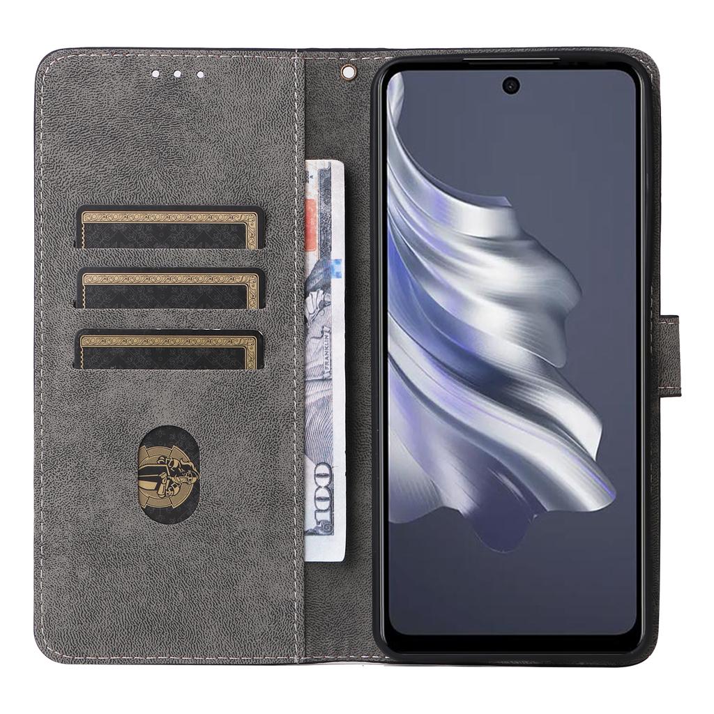 Pro TECNO Spark 20 Pro KJ6 Pouzdro Blokování RFID PU Kůže+TPU Kryt na mobil s Poutkem
