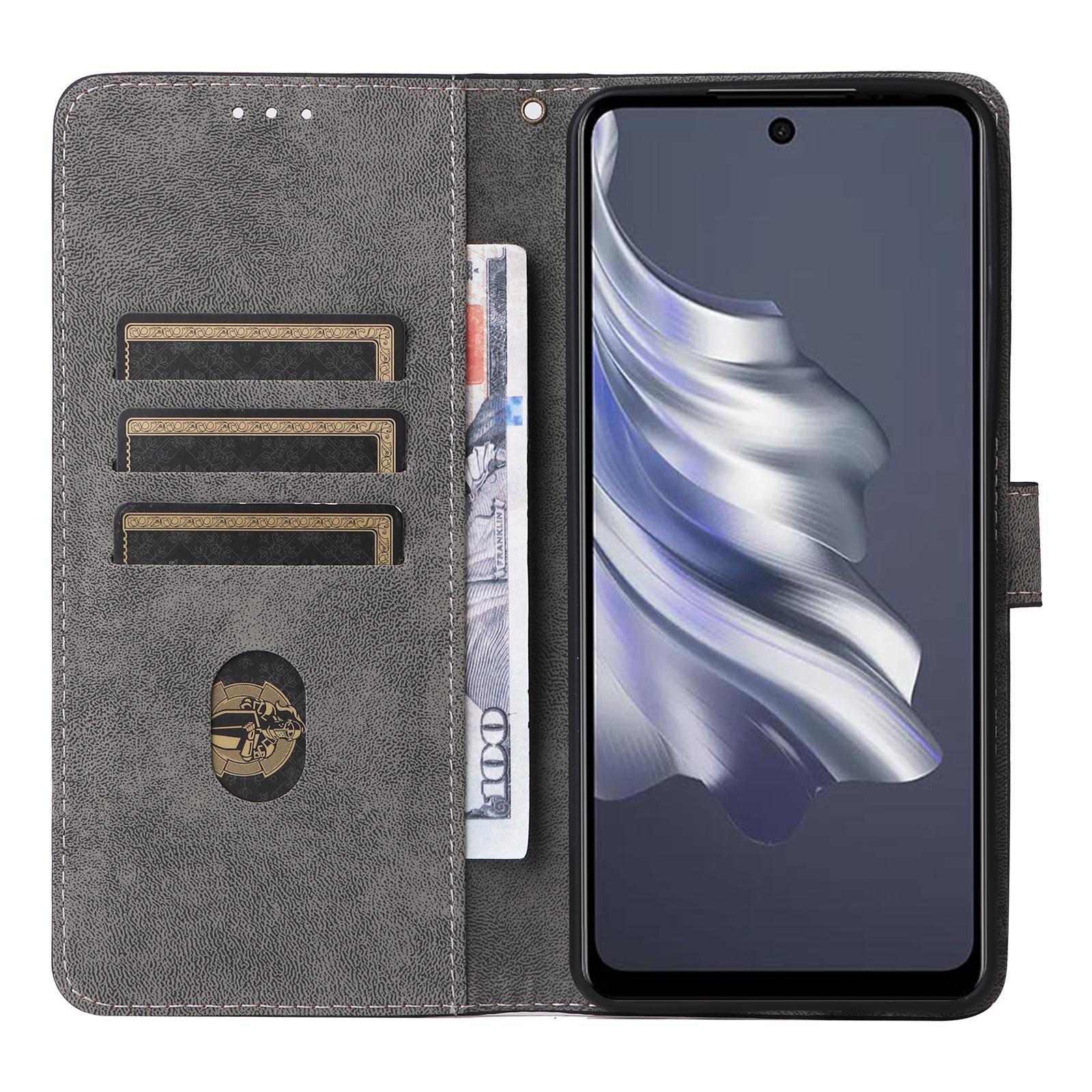 

For TECNO Spark 20 Pro KJ6 Case RFID Blocking PU Leather+TPU Cell Phone Cover with Strap Black