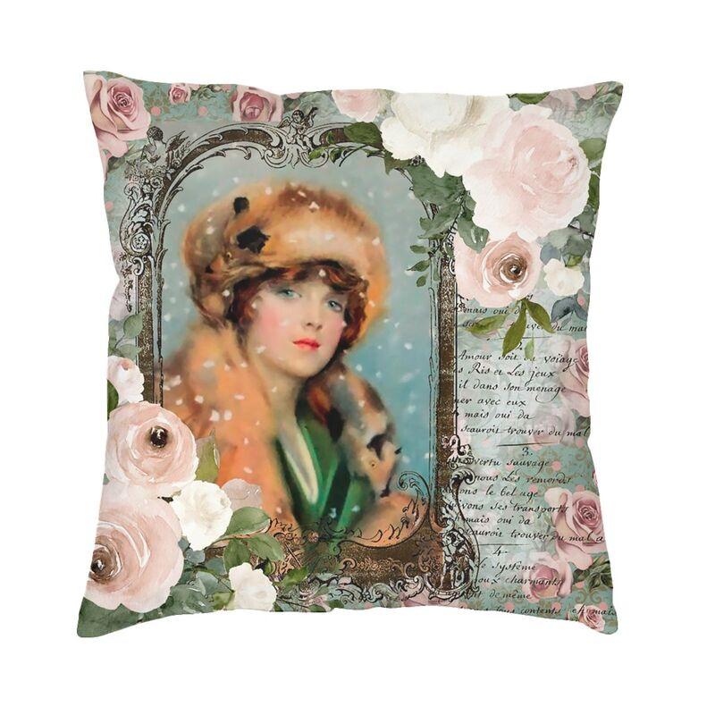 Victorian Angel Square Pillow Cover Home Decorative Vintage Angel Cushion Cover Throw Pillow For Sofa Double-Sided Printing