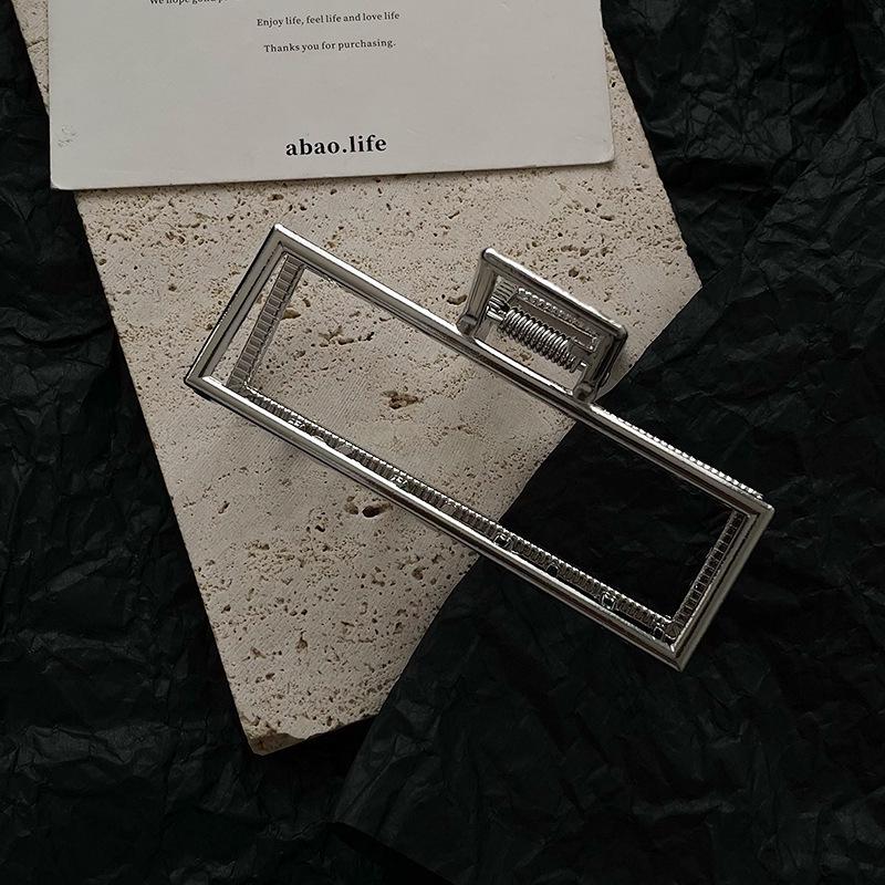 

Корейская заколка-краб для волос высокого класса, асимметричная, металлического серебристого цвета