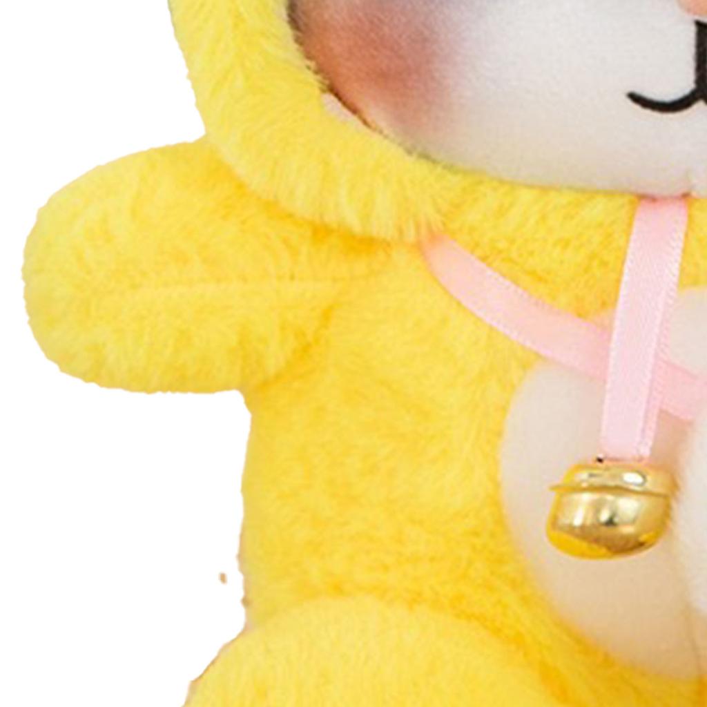 Cat Plush Toy Lovely Bell Soft Colorful Fuzzy Stuffed Cat Plush Toy for Children Birthday Yellow