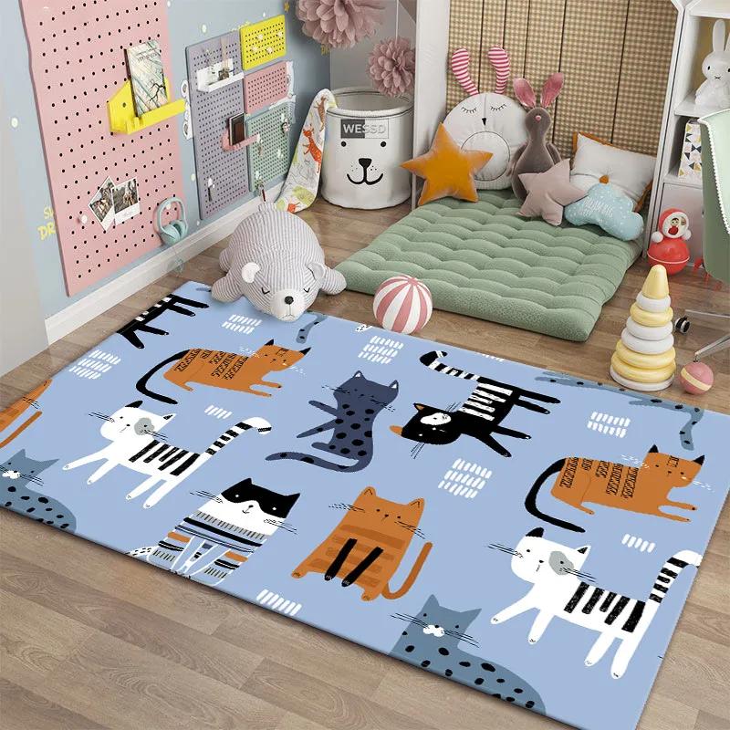 Cartoon Rugs for Bedroom Kids Cute Animal Carpet Modern Style Baby Mat Soft Children's Room Rug Non-slip Nordic Style Decoration