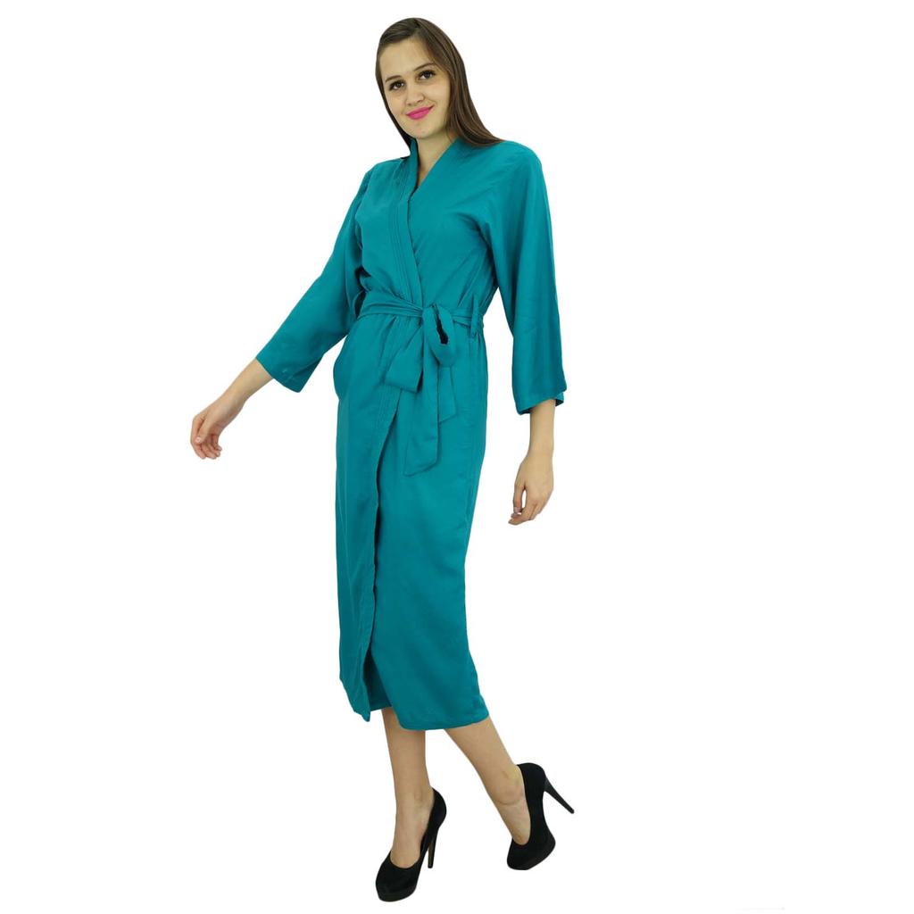 Bimba Women Long Solid Belt Robe Soft Modal Cotton Wrap Round Plain Bath