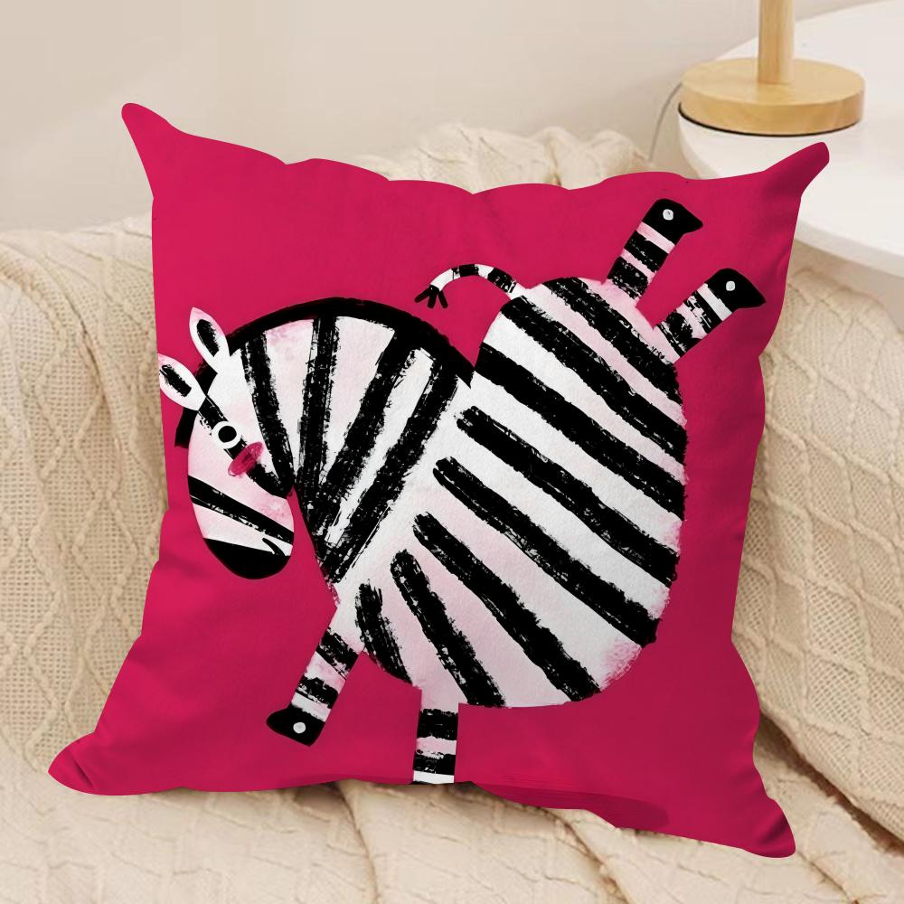 Cute Zebra Cushion Cover Pillowcase Ultra Soft Skin Friendly Fabric Cloud Like Comfort Concealed Zipper