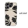 Bold Floral Abstract Black Cream Botanic Leaves Silhouette Art Film Aesthetic Protective Shockproof Bumper Phone Case For iPhone 14 15 16 Pro Max Plus