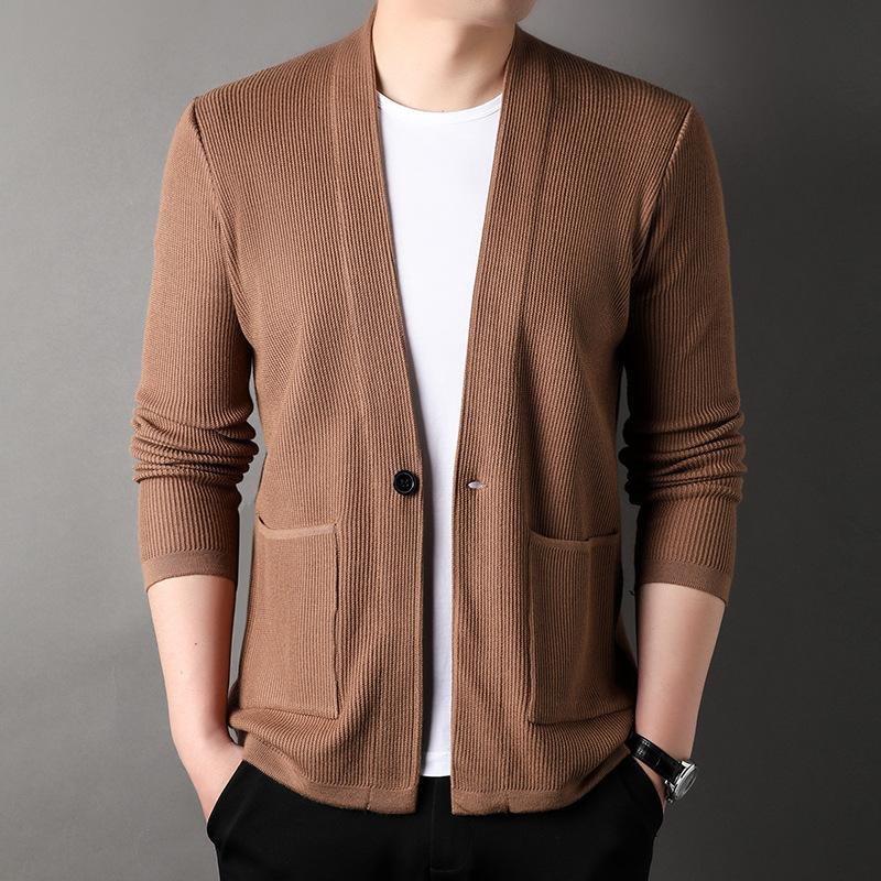 Spring and Autumn Men's and Women's Same Style Loose Knitted Cardigan One Button Big Pocket Outer Wear Fashion Trend Korean Coat