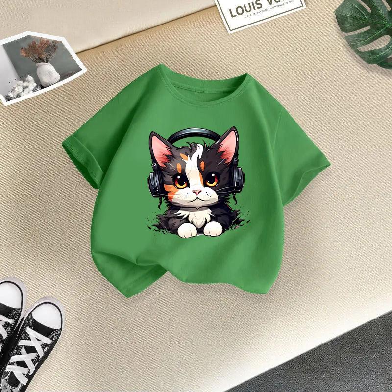 Kid T Shirt 2-13Y Fashion Printed T-shirt Round-neck Short-sleeve T-shirt Kids 100% Cotton Clothes