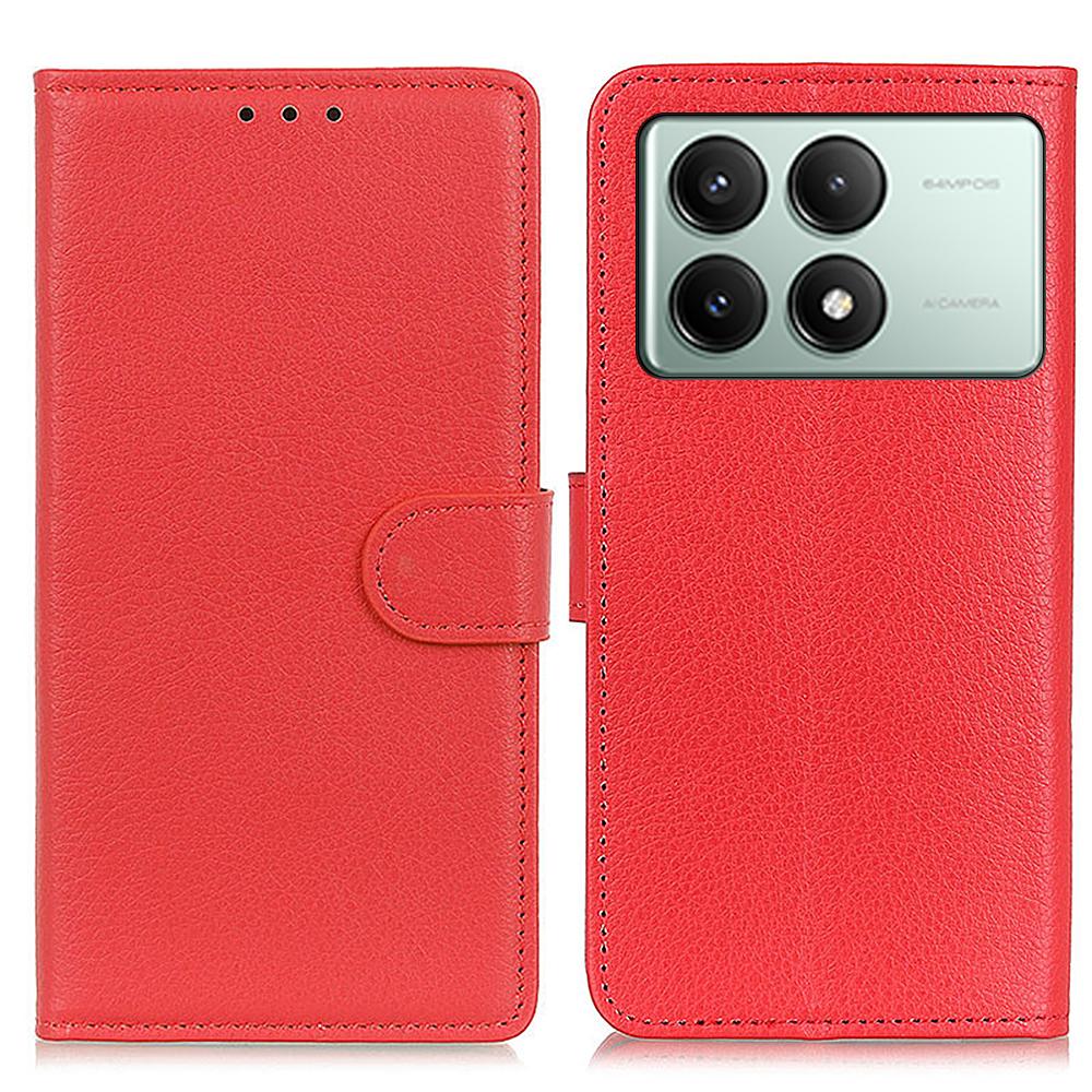 For Xiaomi Redmi K70E 5G/Poco X6 Pro 5G Case PU Leather Litchi Texture Wallet Phone Cover