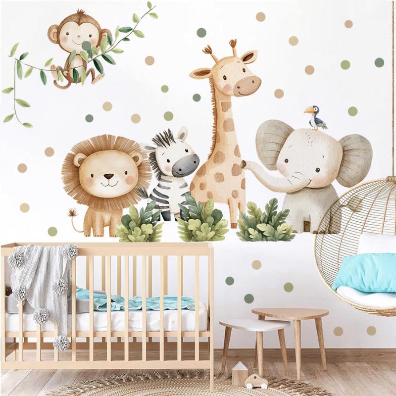 Cartoon Waldtiere Wandaufkleber Für Kinder Kinderzimmer Mädchen Junge Babyzimmer Dekoration Elefant Giraffe