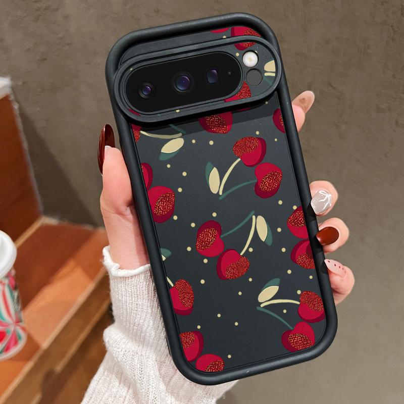 Cute Large Cherry Soft TPU Phone Protector Case For Google Pixel 8 Pro 8A 9 Pro XL Shockproof Silicone Cover For Pixel 9 8 Pro