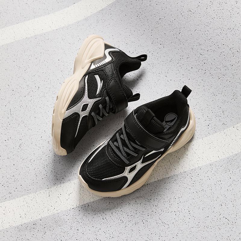 Anta Fashionable Versatile Comfortable Lightweight Shock Absorbing Low Top Kids Running Shoes Kids sneaker Black Silver A12449977-2