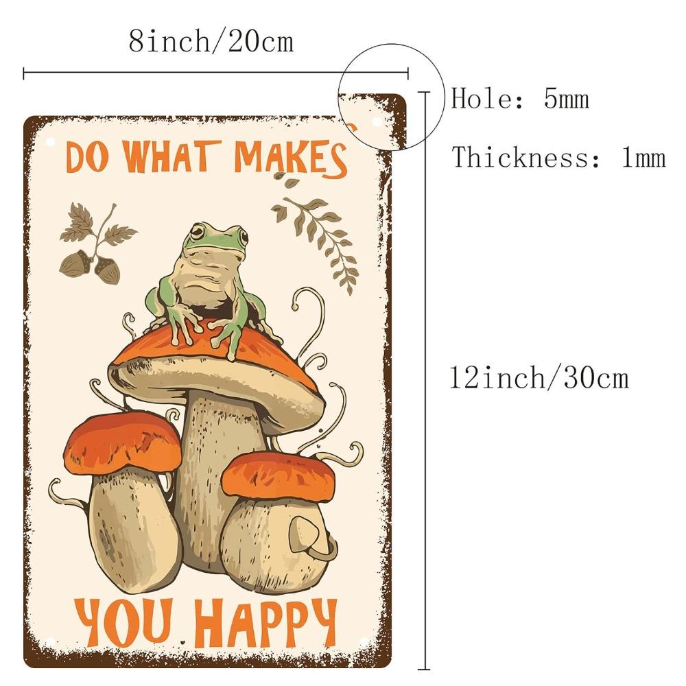 CREATCABIN Mushroom Frog Tin Sign - Vintage Metal Wall Art, Home Kitchen Decor Gift