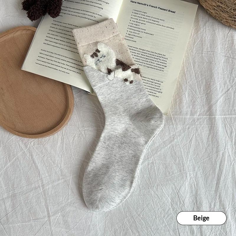 

3D Cat Printed Casual Socks for Couples; Mid-Tube Design with Soft Comfort and Sweat Absorption Features for Men and Women. One Size