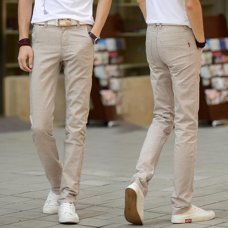 

Casual Slim Fit Summer Thin Trousers Men Youth Slender Straight Leg Casual Pants 27 сірий