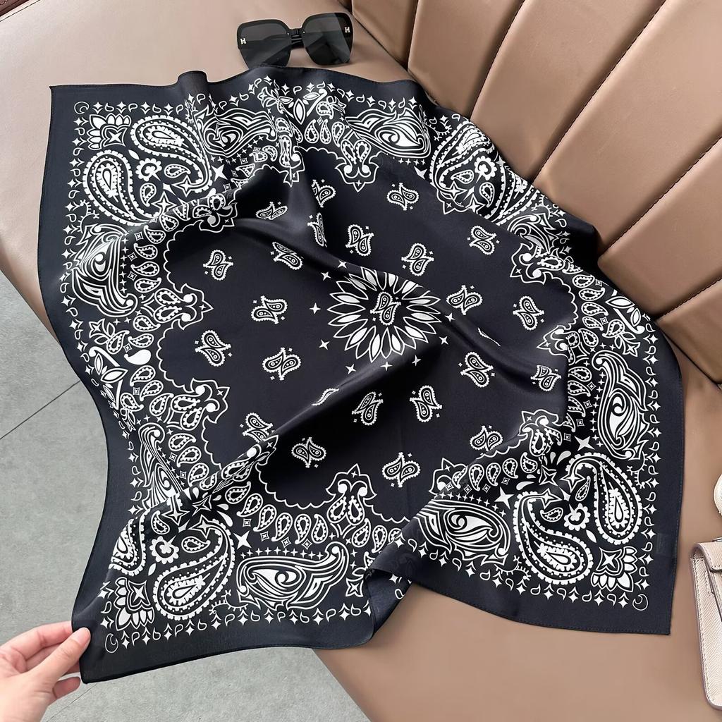 Retro Old Money Wind Silk Double Crepe Silk Scarf Women's Spring and Summer Senior Sense Versatile 100% Mulberry Silk Square Scarf Thin Scarf