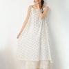 Spring/Summer 2026 Floral Print Spaghetti Strap Midi Dress - Sweet Mori Style with Lace Patchwork