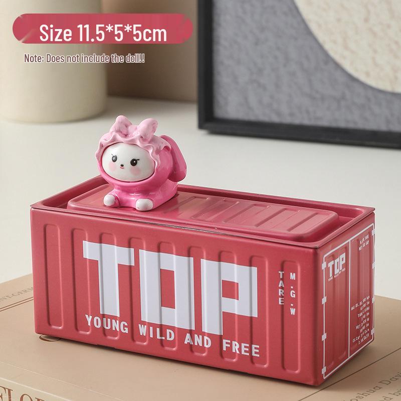 Retro Tinplate Flip-Top Mini Storage Container for Desktop Display