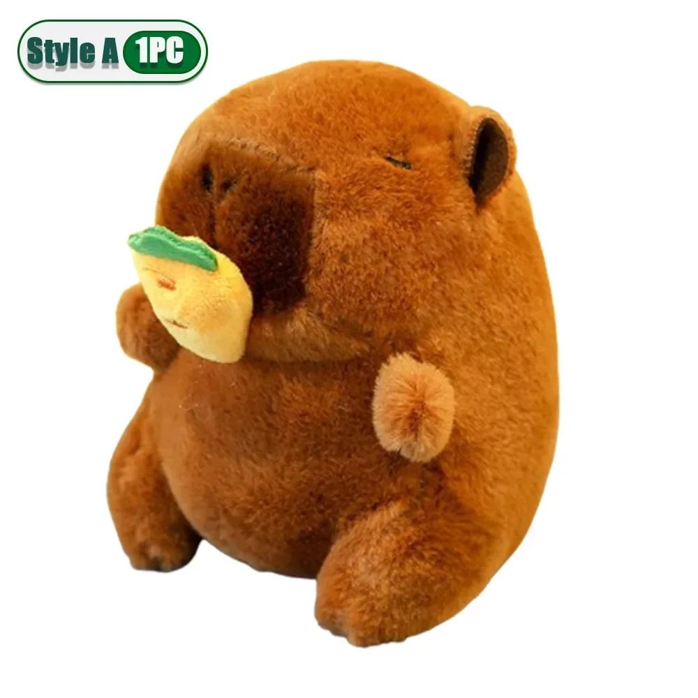 1-20PCS Cute Cartoon Capybara Pendant  Pull-out Fruit Kapybara Plush Keychain Cute Plush Doll Bag Hanging Ornament  Gift Pendant