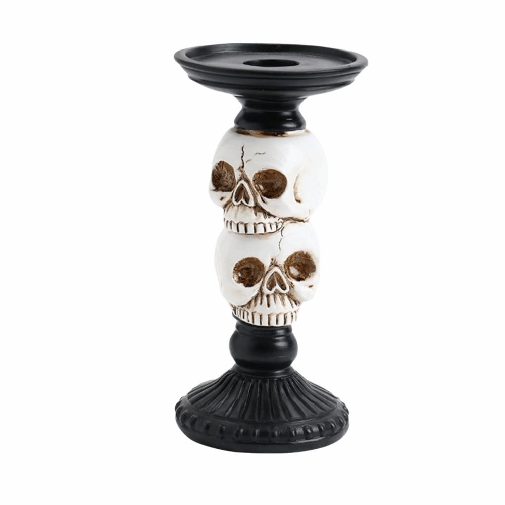 Realistic Skull Candle Holder Resin Craft Halloween Decor Ghost Festival Style 1