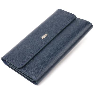 Bequeme Damenbrieftasche aus echtem Leder CANPELLINI Geldbörse 21665 Blau