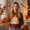 Halloween Pumpkin Skeleton Light Up Decoration with Glowing for Party Indoor Outdoor Decor