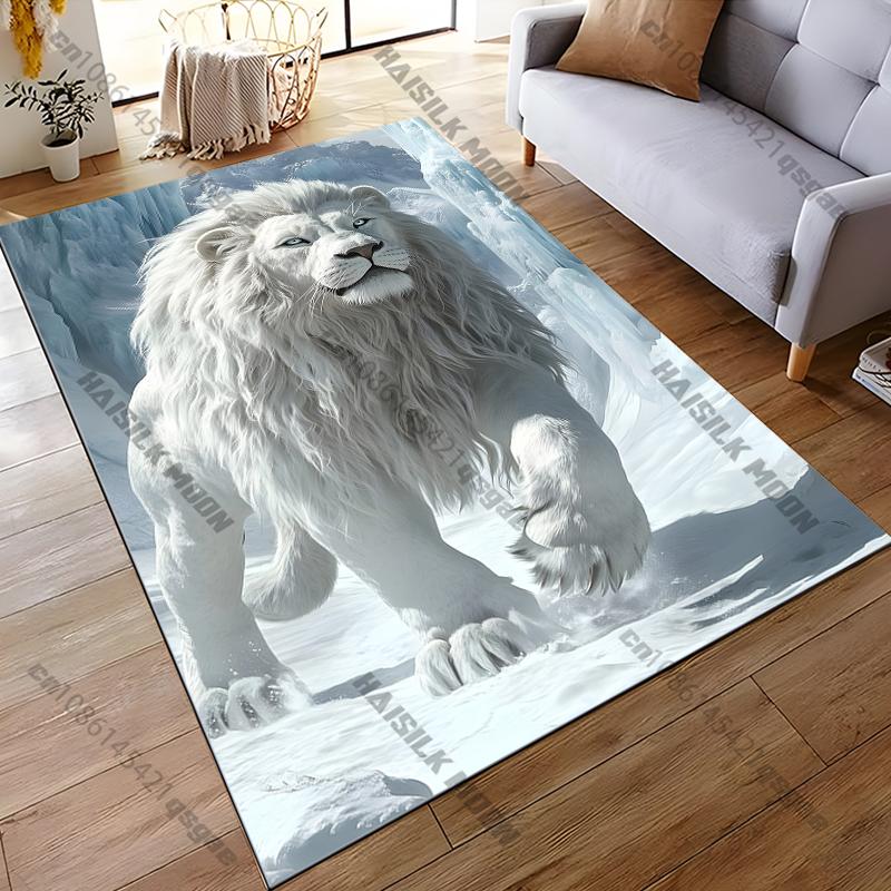 

Snow White Lion King Area Rug,Carpet for Home Living Room Bedroom Sofa Doormat Kitchen Decor,Non-slip Floor Mat 40x60cm
