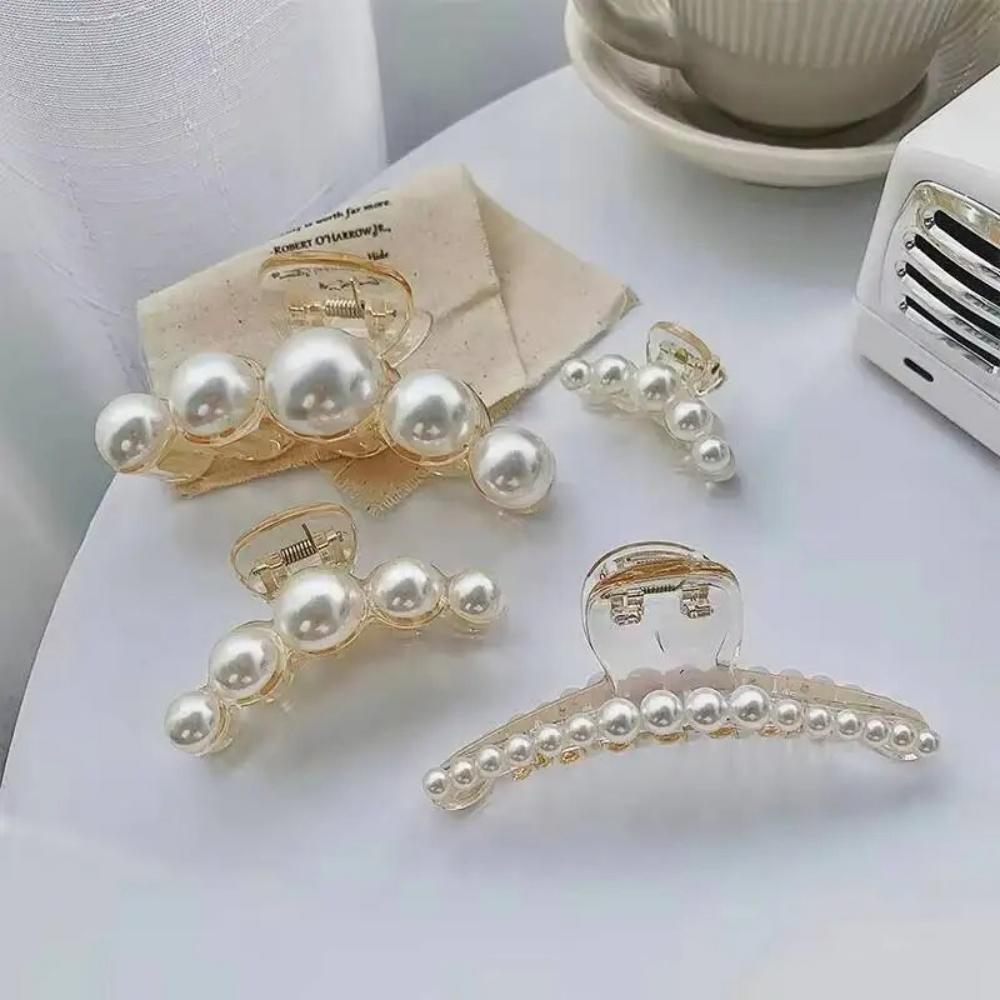 Large/Trumpet/Medium Size Shark Clip Hair Accessories Exquisite Versatile Simple And Generous Fashionable Gentle Pearl Grab Clip