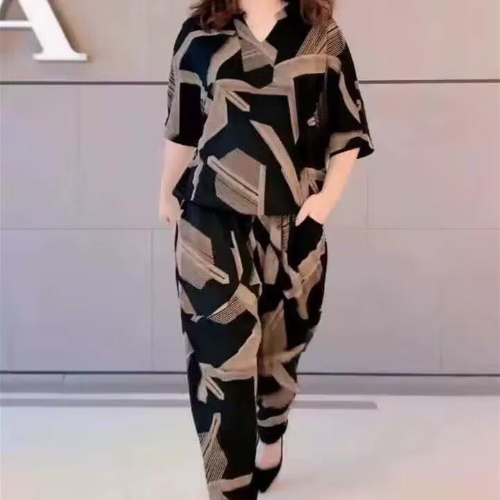 

Plus Size Women s Spring and Summer Fat Sister Fashion Suit Women s Loose and Thin Western Style Two-piece Suit M