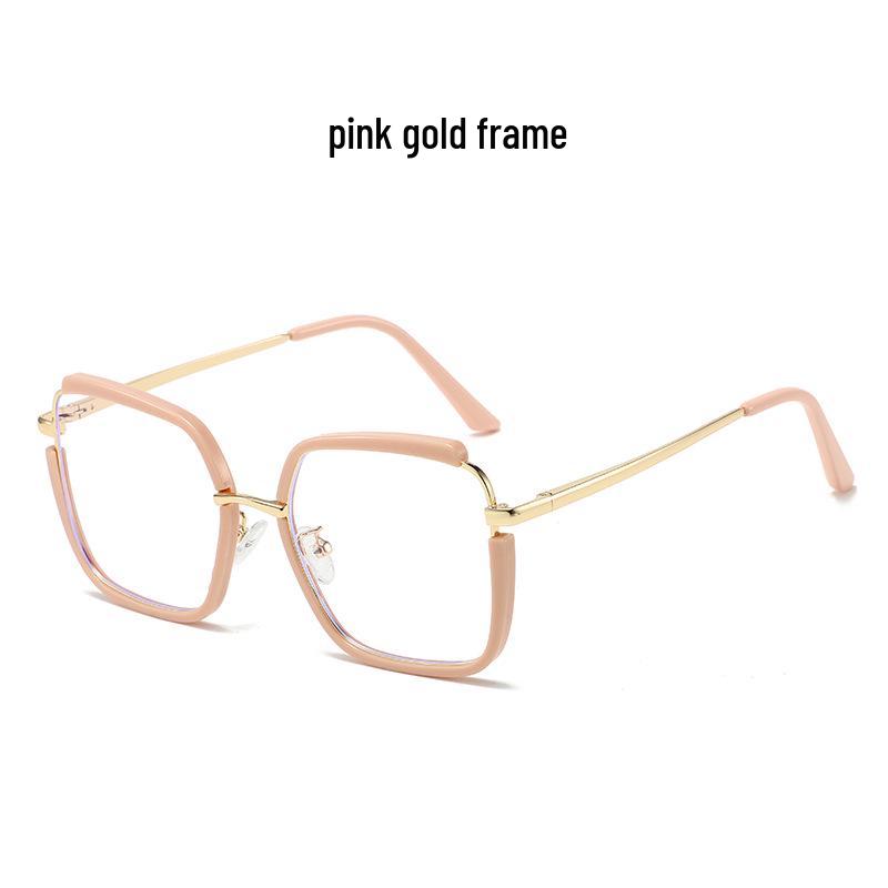Trendy European & American Style Color-Block Large Frame Women's Glasses - Photochromic Anti-Blue Light.