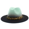 Gradually Change Color British Style Top Hat Men and Women Imitation Wool Outdoor Warm Hat Leopard Print Belt Color Matching Performance Hat Wish