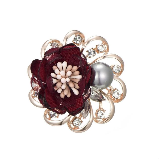 Broche de Vêtement Créative en Perle et Strass Incrustés de Fleurs Corsage Caractère Corsage Boucle pour Cardigan Châle Bijoux Tendance gray