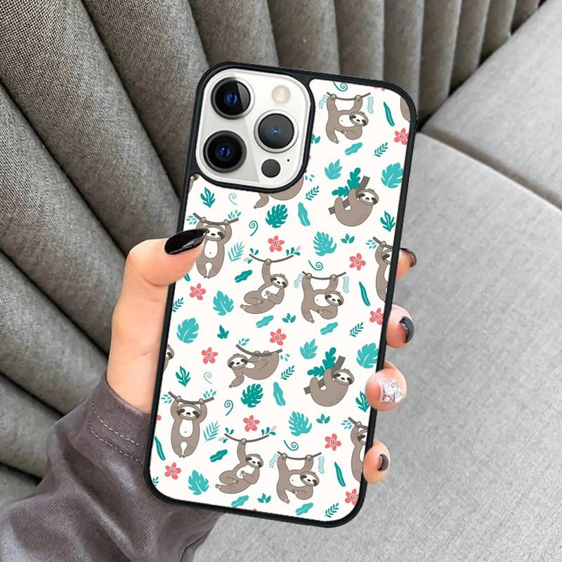Kawaii Cute Sloth Hang Pattern Phone Case For iPhone 17 Air 16 16e 15 13 14 Pro Max 11 12 Plus 2022 MAX Cover coque
