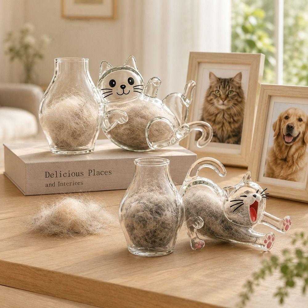 Transparent Cat Whiskers Collection Ornaments Pet Memorial Box Home Refrigerator Decor