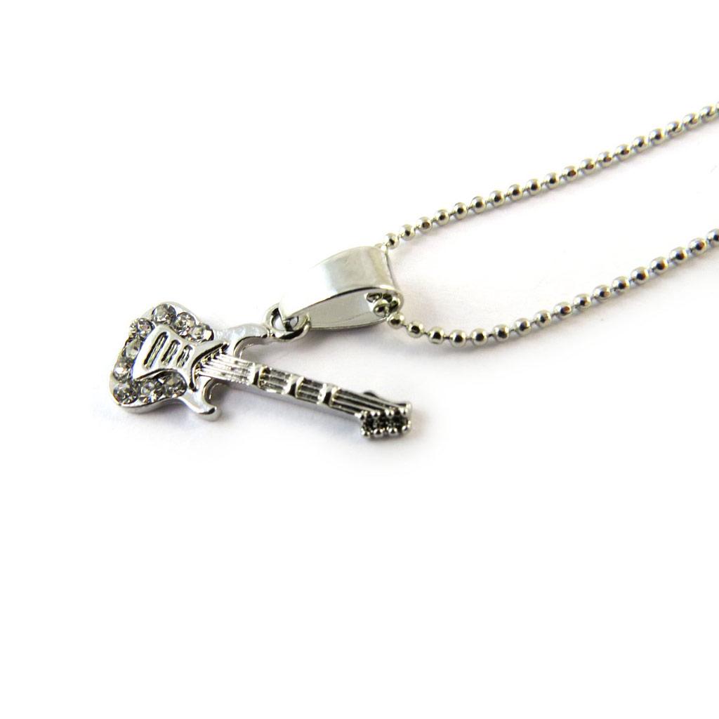 Les Trésors De Lily [N8158] - Silver-white 'Guitar' Designer Necklace