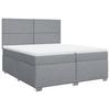 Box Spring Bed with Mattress Light Grey 200 x 200 cm Fabric