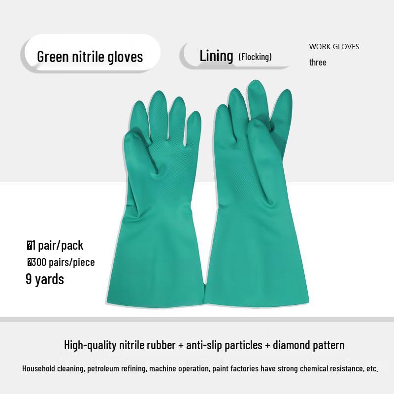 Grey Doctor 32cm Green Nitrile Chemical Resistant Work Gloves